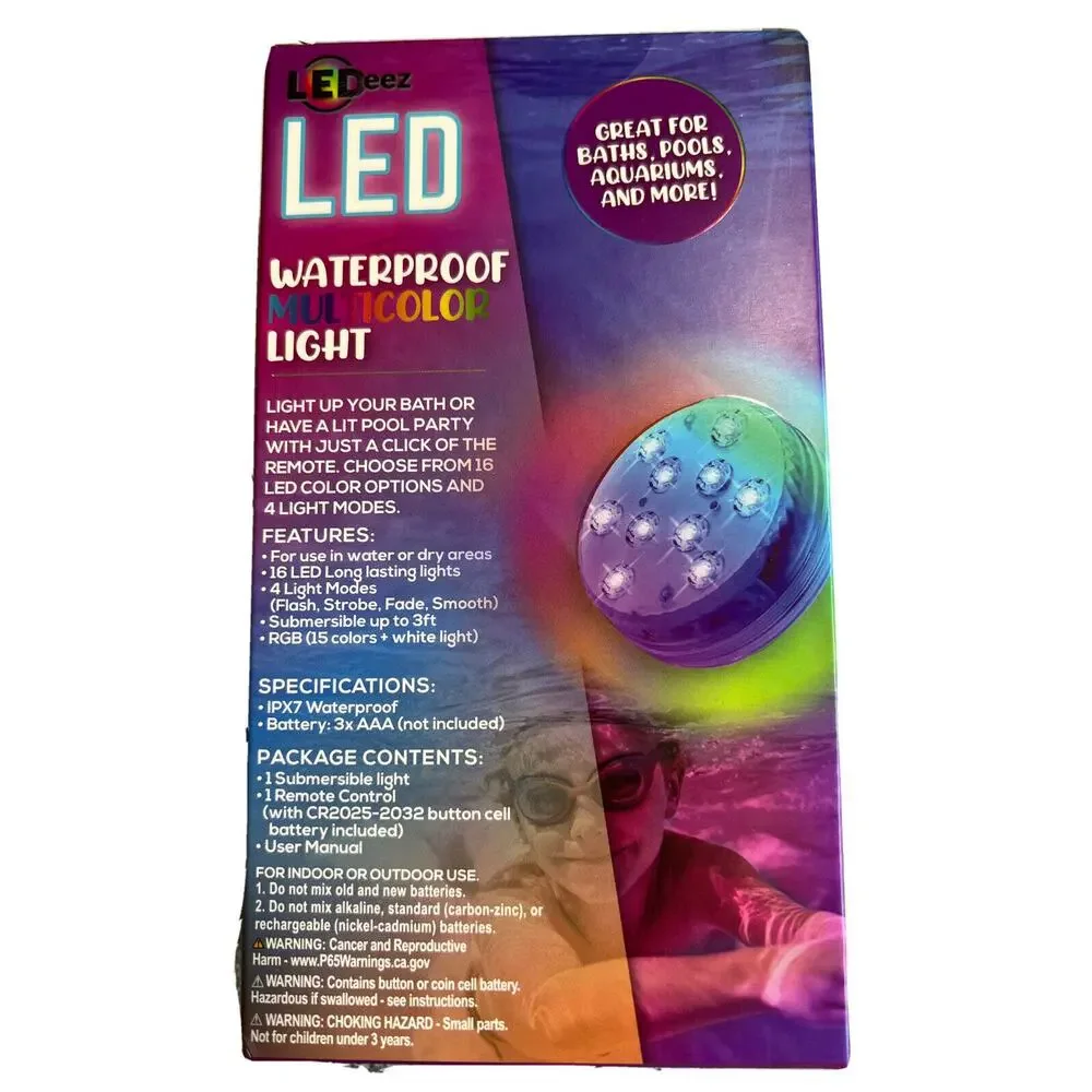 LEDeez Wireless Submersible Waterproof Multicolor LED Light Remote Control NEW